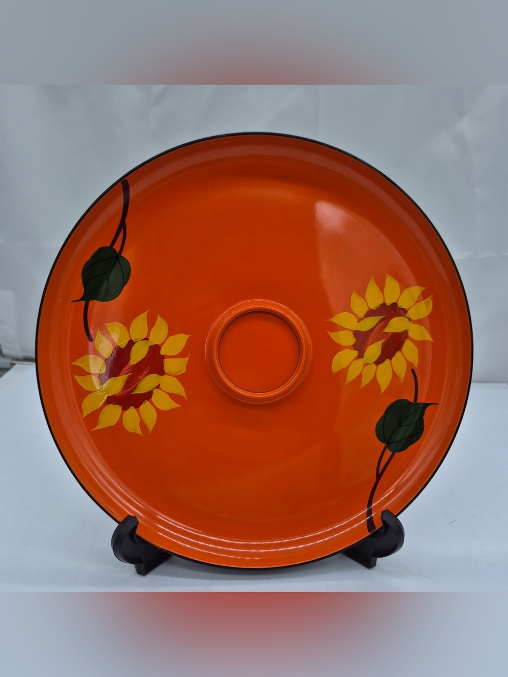 VTG 1960s Japanese Orange Lacquerware Enamel Serving Tray Floral Boho Retro MCM